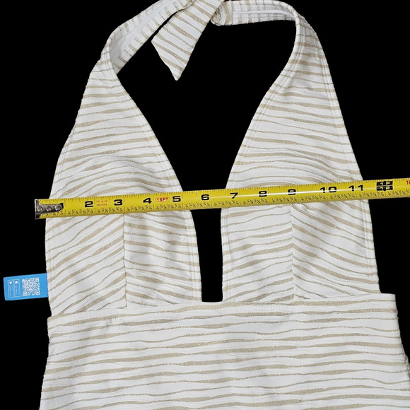 Cupshe One Piece Bathing Suit Size M Tan/White Gold Glitter - Picture 8 of 9